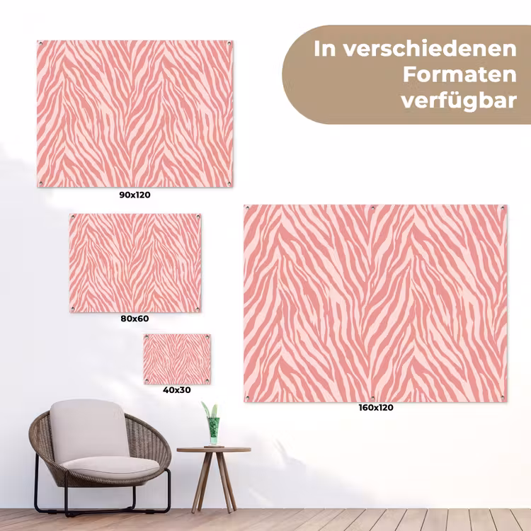 Zebra - Print - Roze tuinposter los doek klein 239 -Xsfeer9_DE