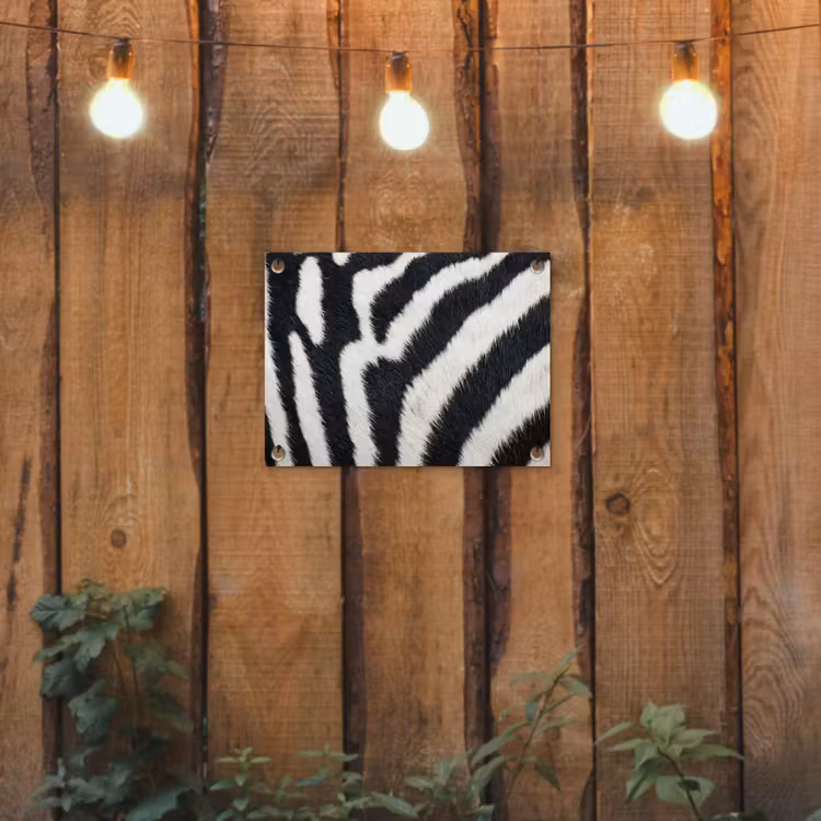 Zebra - Vacht - Klassiek - Zwart - Wit tuinposter los doek klein -sfeer1