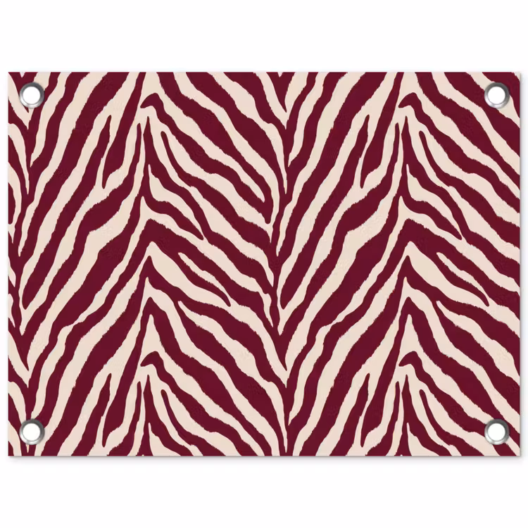 Zebra - Motief - Bordeaux - Rood tuinposter los doek klein 239 -3d