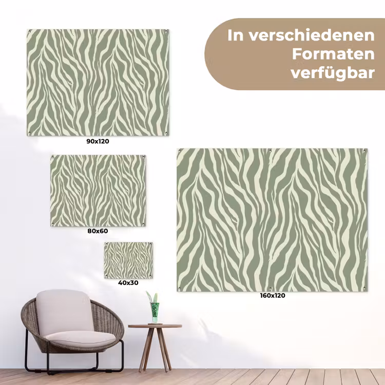 Zebra - Motief - Groen tuinposter los doek klein 239 -Xsfeer9_DE