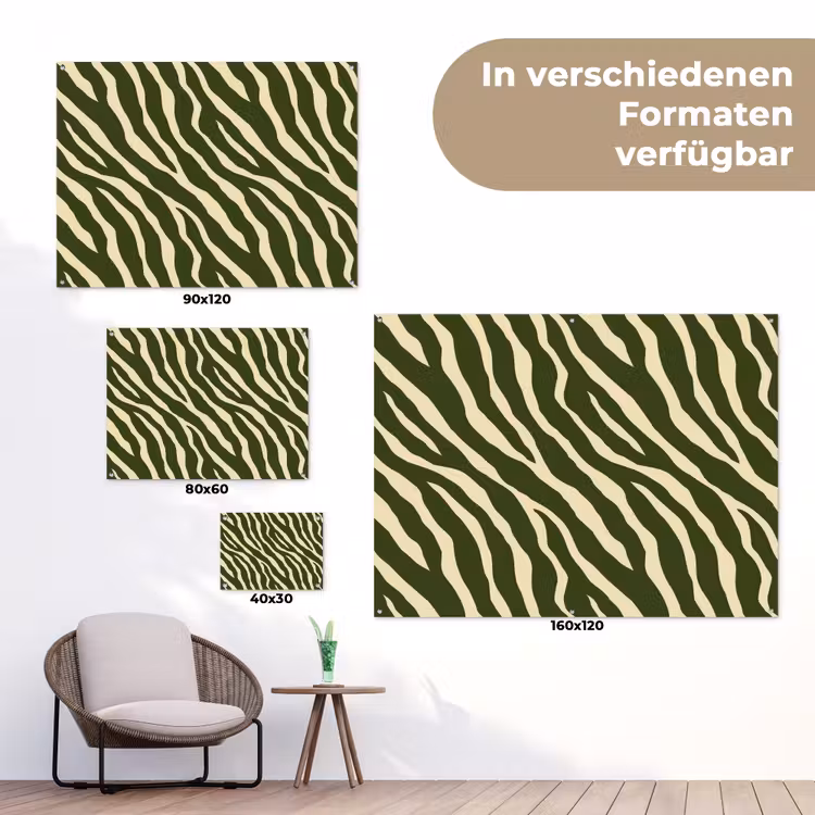 Zebra - Patroon - Groen tuinposter los doek klein 239 -Xsfeer9_DE