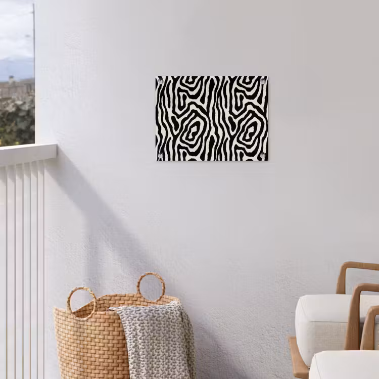 Zebra - Zwart - Abstract tuinposter los doek klein 239 -sfeer8