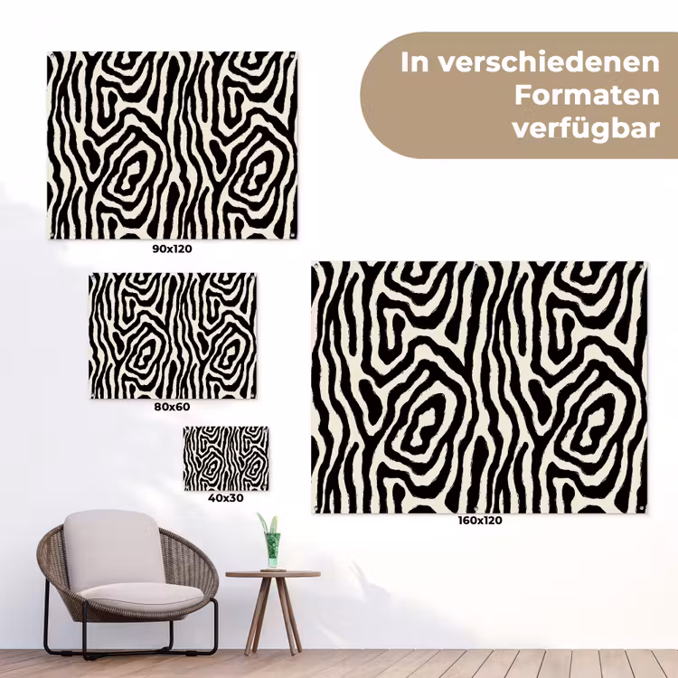 Zebra - Zwart - Abstract tuinposter los doek klein 239 -Xsfeer9_DE