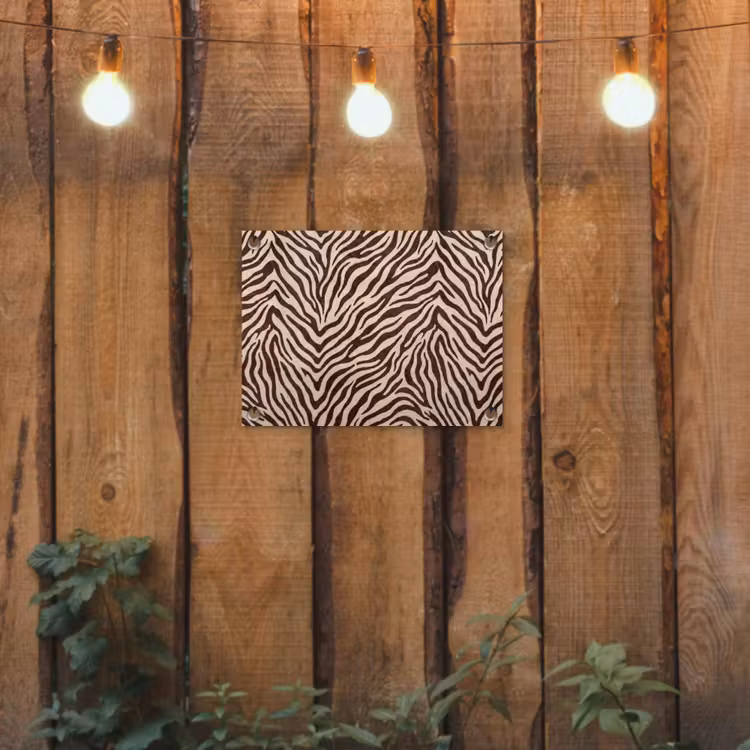 Zebra - Strepen - Bruin tuinposter los doek klein -sfeer1