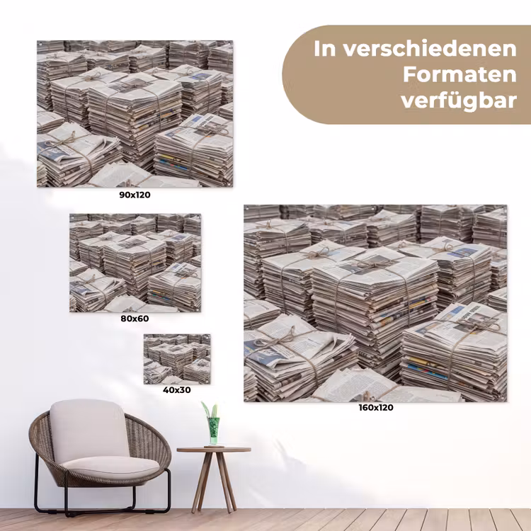 Kranten - Stapels - Touw - Informatie - Vintage tuinposter los doek klein -Xsfeer9_DE
