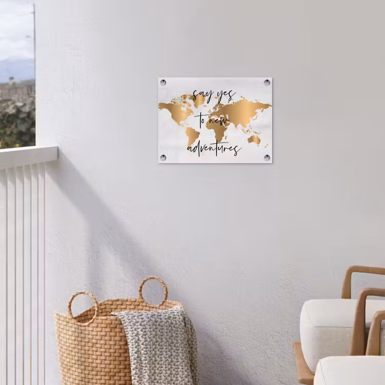 Quote - Goud - Glanzend - Wereldkaart tuinposter los doek klein -sfeer8