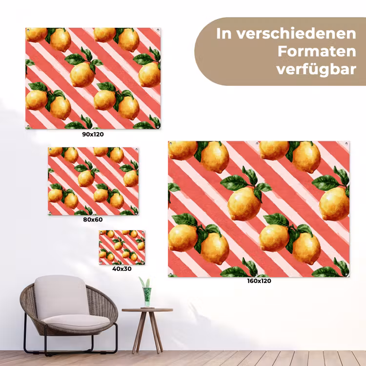 Citroen - Geïllustreerd - Oranje tuinposter los doek klein 239 -Xsfeer9_DE