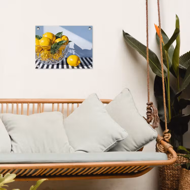 Gartenposter - Zitronen – Obst – Gelb - Citroenen - Fruit - Geel tuinposter los doek klein