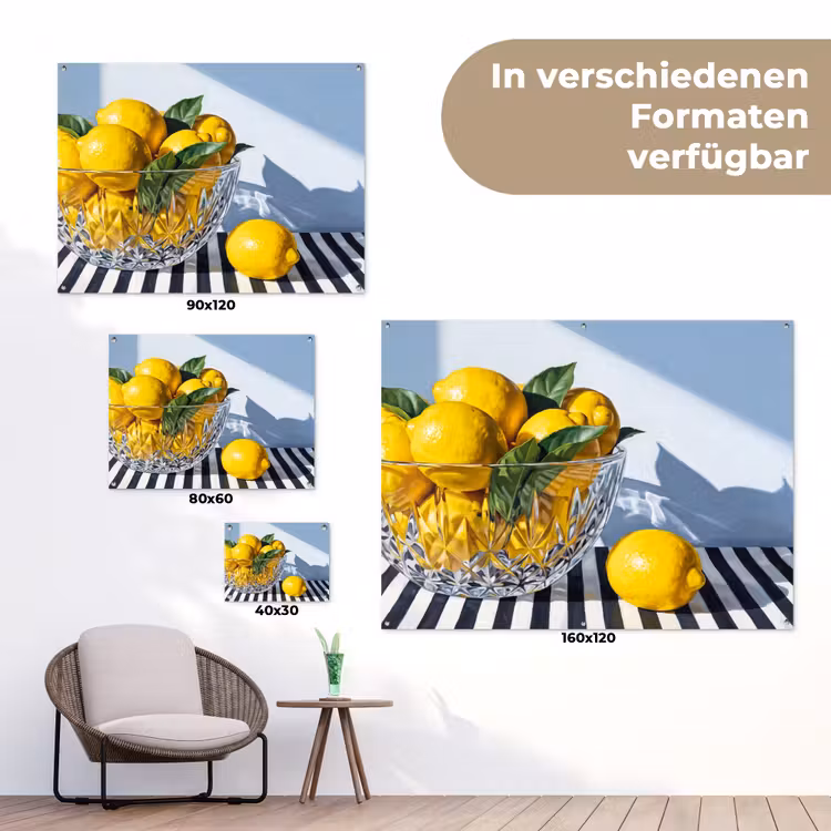 Gartenposter - Zitronen – Obst – Gelb - Citroenen - Fruit - Geel tuinposter los doek klein