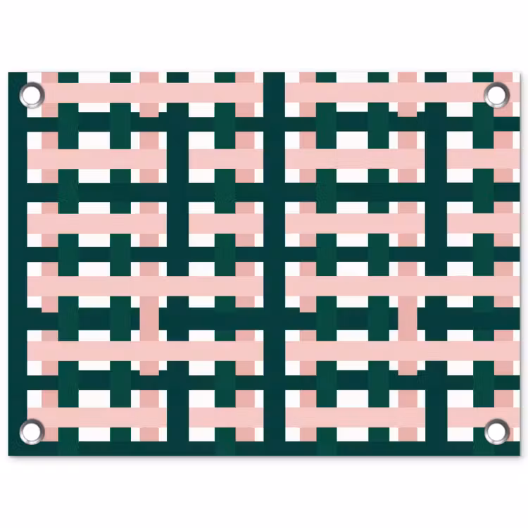 Vlechtpatroon - Groen - Roze - Grafisch tuinposter los doek klein 239 -3d