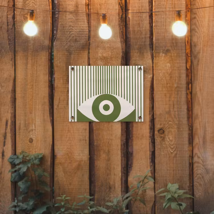 Abstract - Oog - Strepen - Modern - Groen tuinposter los doek klein -sfeer1