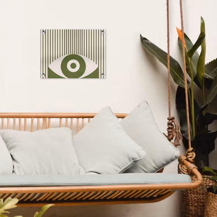 Abstract - Oog - Strepen - Modern - Groen tuinposter los doek klein -sfeer7