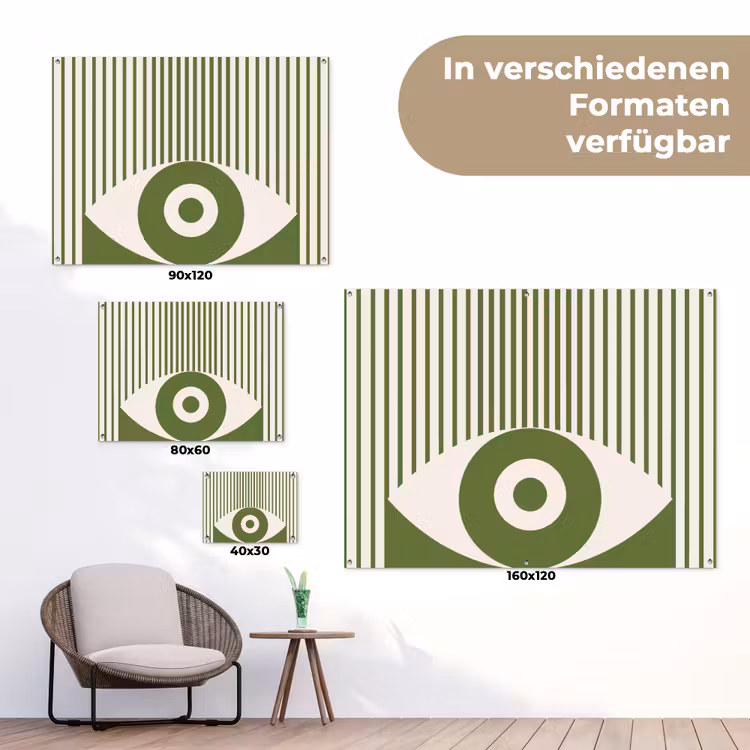 Abstract - Oog - Strepen - Modern - Groen tuinposter los doek klein -Xsfeer9_DE
