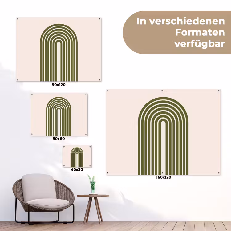 Abstract - Bogen - Modern - Groen - Kunst tuinposter los doek klein -Xsfeer9_DE