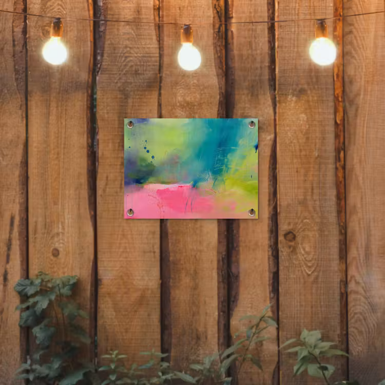 Abstract - Kleuren - Modern - Groen - Roze tuinposter los doek klein -sfeer1