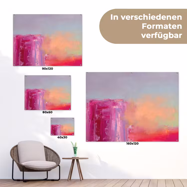 Abstract - Kleuren - Modern - Roze tuinposter los doek klein -Xsfeer9_DE