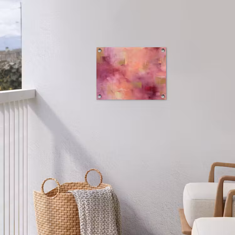 Abstract - Kleuren - Modern - Roze - Paars tuinposter los doek klein -sfeer8