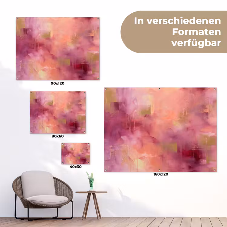 Abstract - Kleuren - Modern - Roze - Paars tuinposter los doek klein -Xsfeer9_DE