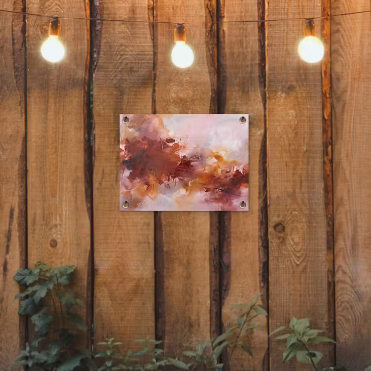 Abstract - Kleurrijk - Kunst - Modern - Roze-Rood tuinposter los doek klein -sfeer1