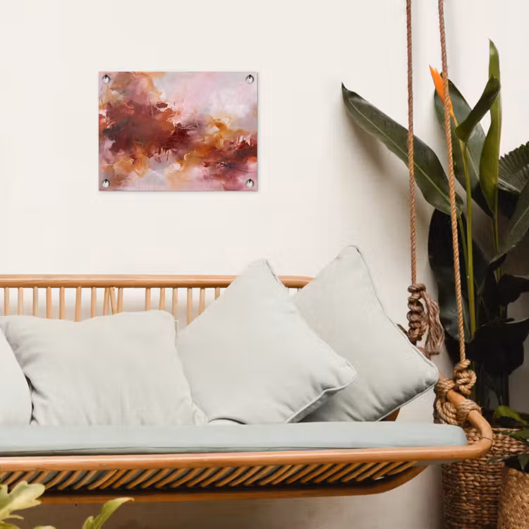 Abstract - Kleurrijk - Kunst - Modern - Roze-Rood tuinposter los doek klein -sfeer7