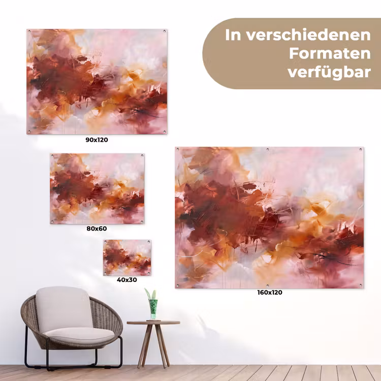 Abstract - Kleurrijk - Kunst - Modern - Roze-Rood tuinposter los doek klein -Xsfeer9_DE