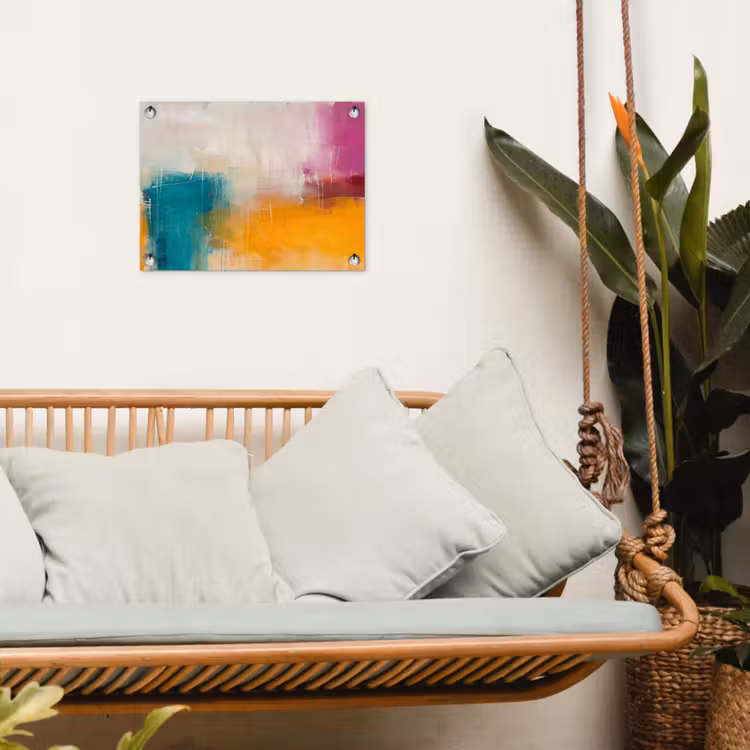 Abstract - Kleurrijk - Modern - Kunst - Oranje tuinposter los doek klein -sfeer7
