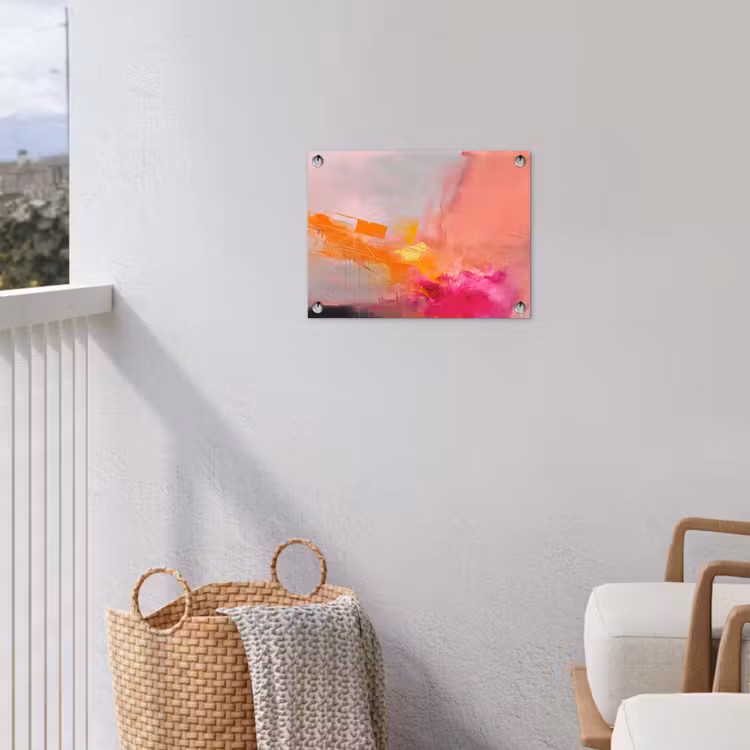 Abstract - Kleurrijk - Modern - Roze tuinposter los doek klein -sfeer8