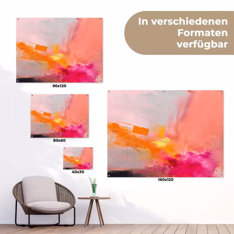 Abstract - Kleurrijk - Modern - Roze tuinposter los doek klein -Xsfeer9_DE