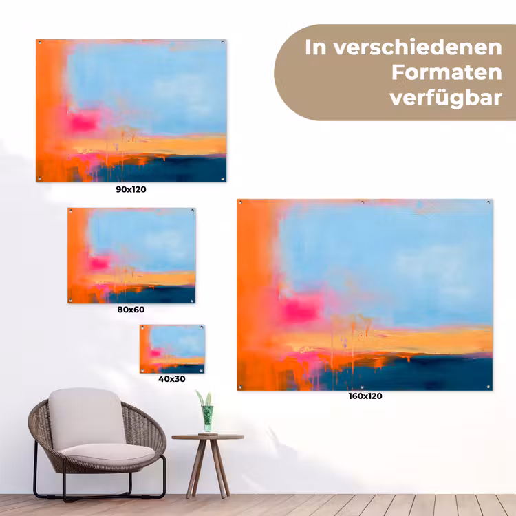 Abstract - Kleurvlakken - Modern - Oranje - Blauw tuinposter los doek klein -Xsfeer9_DE