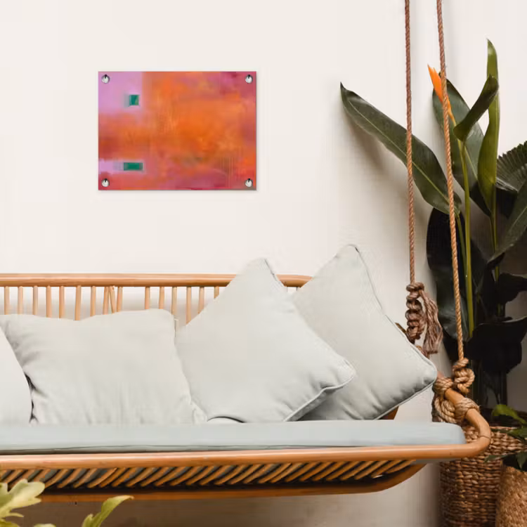 Abstract - Vlakken - Kunst - Modern - Oranje tuinposter los doek klein -sfeer7