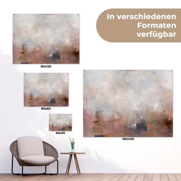 Abstract - Vloeiend - Kunst - Modern - Beige tuinposter los doek klein -Xsfeer9_DE
