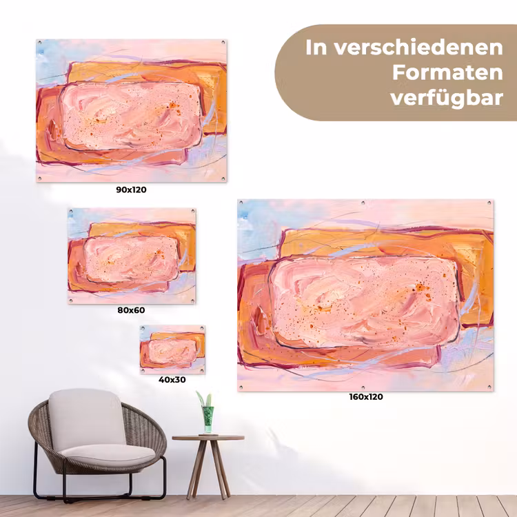 Abstract - Vormen - Modern - Roze tuinposter los doek klein -Xsfeer9_DE