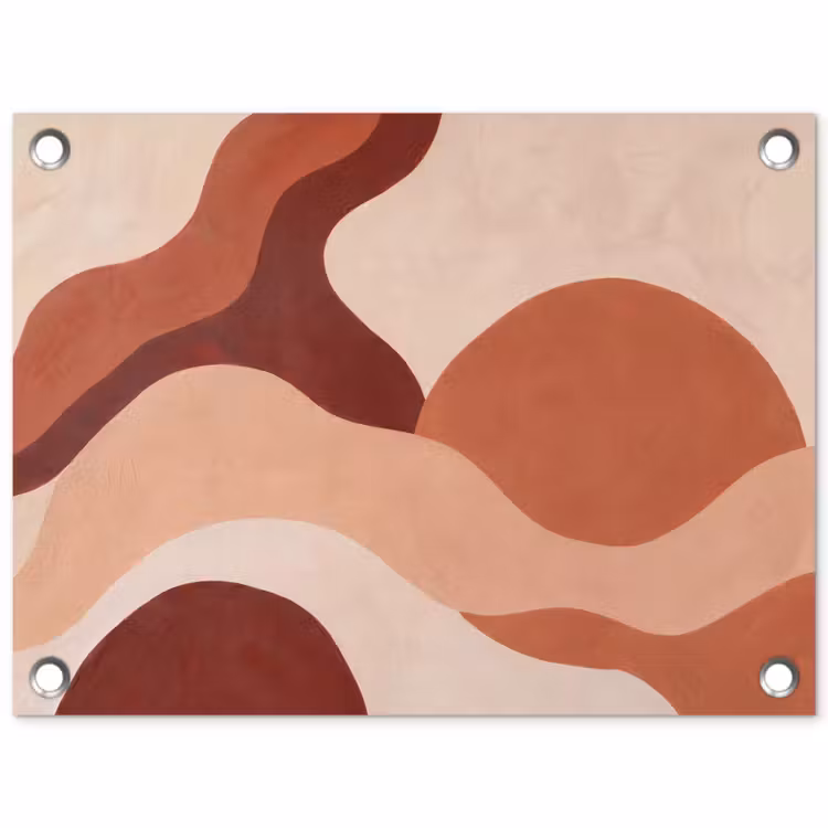 Abstract - Vormen - Organisch - Aardetinten - Modern tuinposter los doek klein -3d