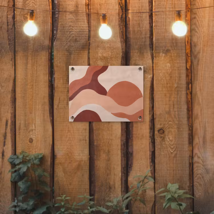 Abstract - Vormen - Organisch - Aardetinten - Modern tuinposter los doek klein -sfeer1