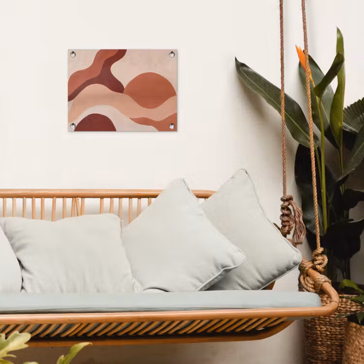 Abstract - Vormen - Organisch - Aardetinten - Modern tuinposter los doek klein -sfeer7