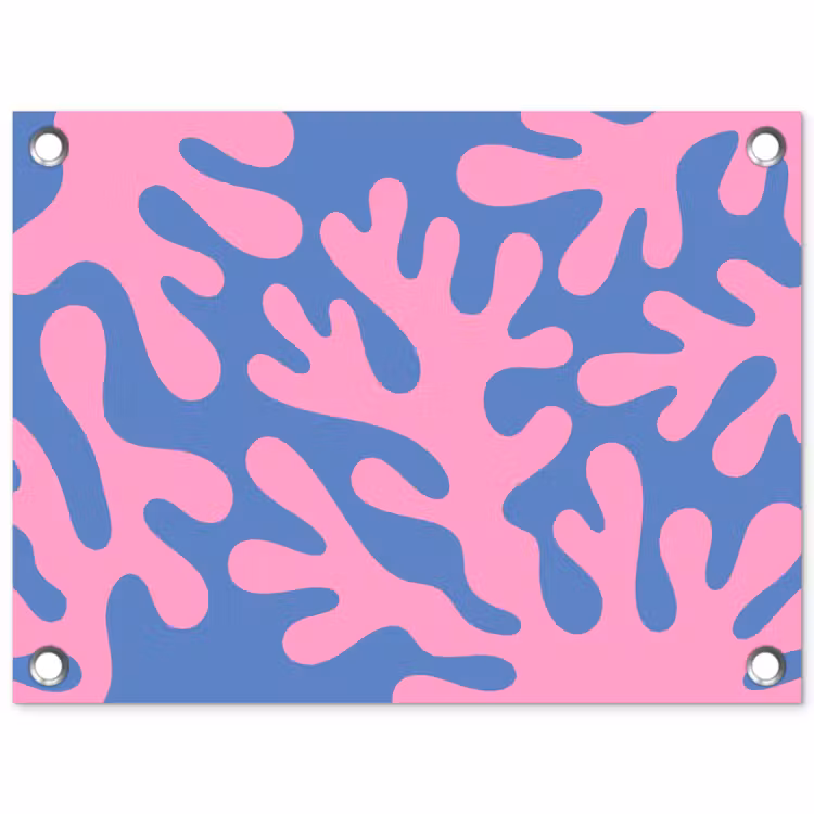 Abstract - Vormen - Roze - Blauw tuinposter los doek klein -3d