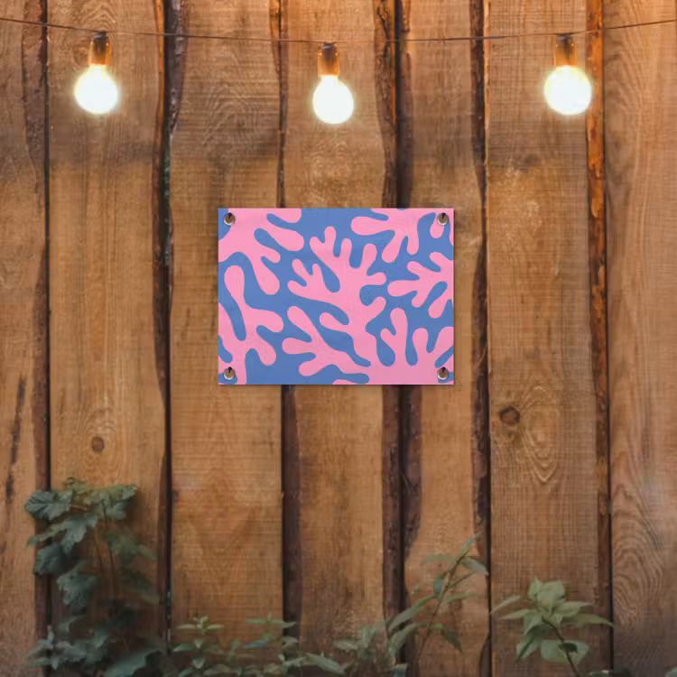 Abstract - Vormen - Roze - Blauw tuinposter los doek klein -sfeer1