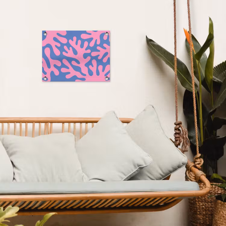 Abstract - Vormen - Roze - Blauw tuinposter los doek klein -sfeer7