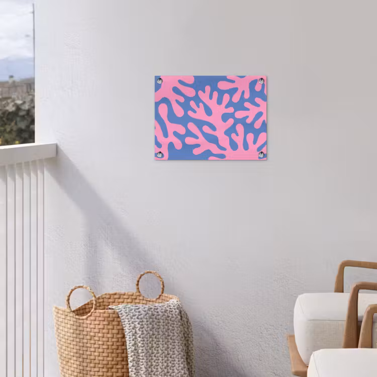 Abstract - Vormen - Roze - Blauw tuinposter los doek klein -sfeer8