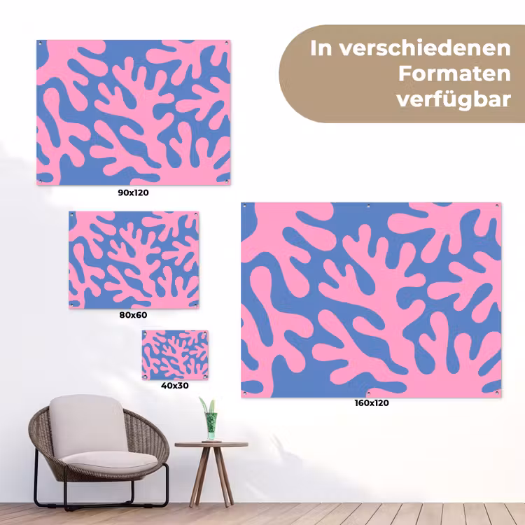 Abstract - Vormen - Roze - Blauw tuinposter los doek klein -Xsfeer9_DE