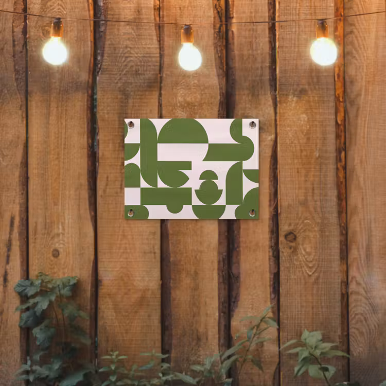 Abstract - Geometrie - Modern - Groen - Wit tuinposter los doek klein -sfeer1