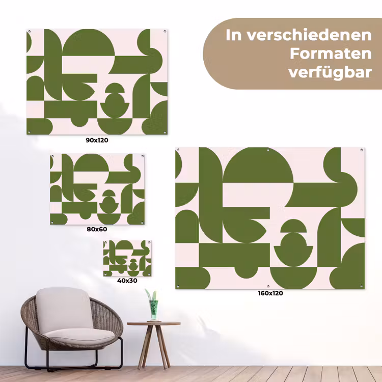Abstract - Geometrie - Modern - Groen - Wit tuinposter los doek klein -Xsfeer9_DE