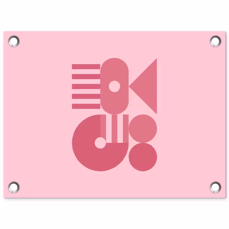 Abstract - Geometrisch - Vormen - Roze tuinposter los doek klein -3d