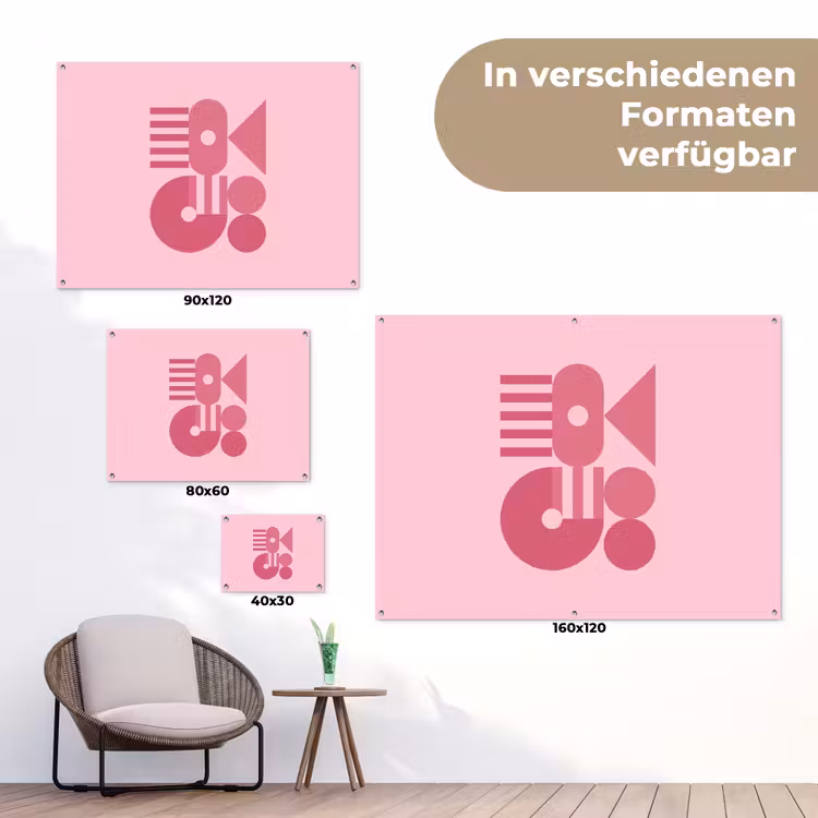 Abstract - Geometrisch - Vormen - Roze tuinposter los doek klein -Xsfeer9_DE