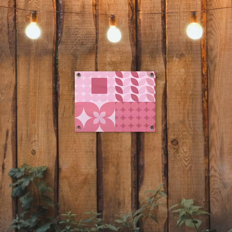 Abstract - Geometrisch - Patroon - Modern - Roze tuinposter los doek klein -sfeer1