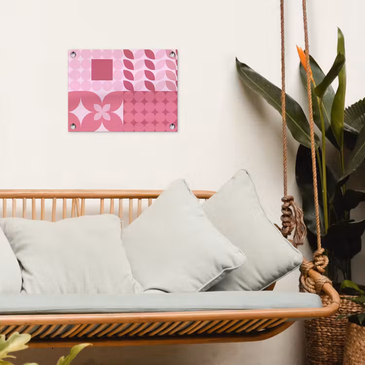 Abstract - Geometrisch - Patroon - Modern - Roze tuinposter los doek klein -sfeer7