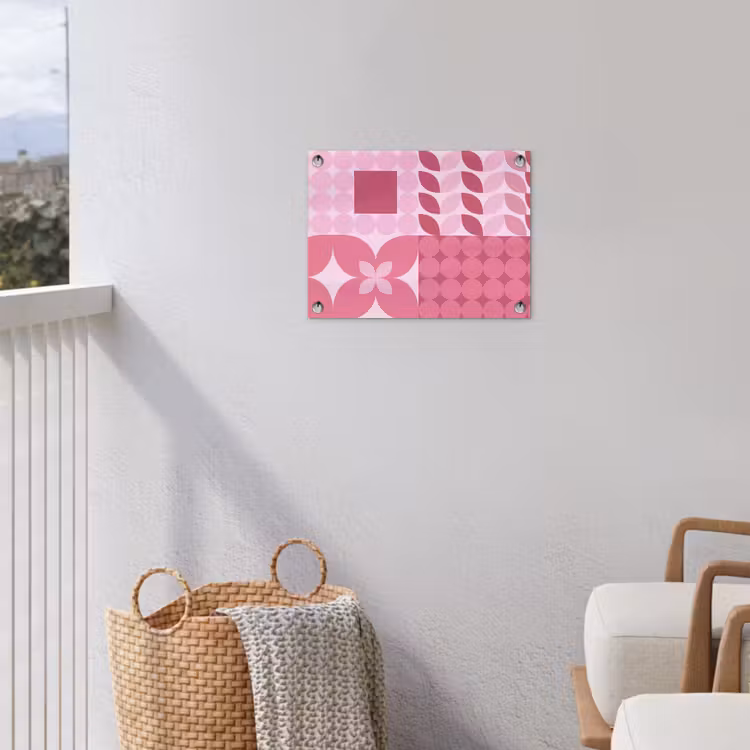 Abstract - Geometrisch - Patroon - Modern - Roze tuinposter los doek klein -sfeer8
