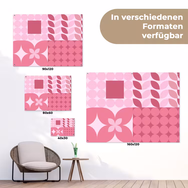Abstract - Geometrisch - Patroon - Modern - Roze tuinposter los doek klein -Xsfeer9_DE