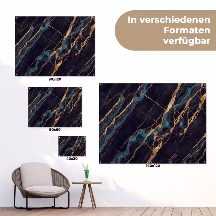 Abstract - Gouden lijnen - Kunst - Modern - Zwart tuinposter los doek klein -Xsfeer9_DE