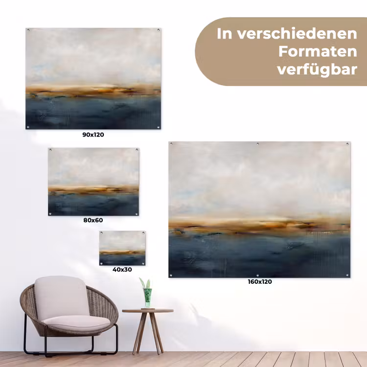 Abstract - Horizon - Water - Modern - Beige tuinposter los doek klein -Xsfeer9_DE